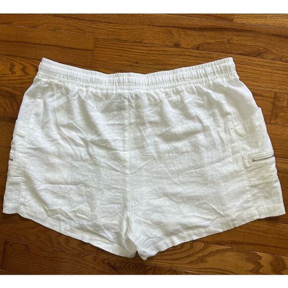 NWT DKNY Linen Blend Cargo Shorts, White, size 1X, Plus Size, Pull-On Drawstring - Picture 6 of 15